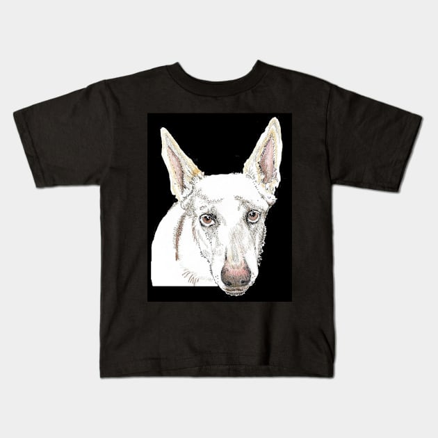 White shepherd SAFFY Kids T-Shirt by Dr. Mary